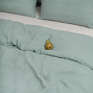 Green Milieu Linen Duvet Cover Set - Linen Tales 