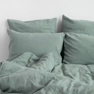 Green Milieu Linen Duvet Cover Set - Linen Tales 