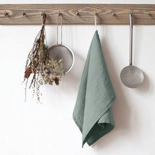 Green Milieu Linen Kitchen Towel - Linen Tales 