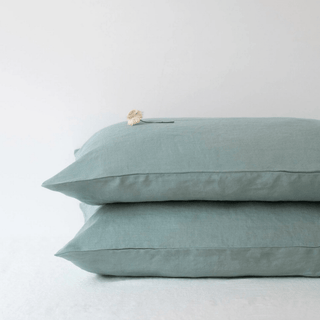 Green Milieu Linen Pillowcase - Linen Tales Global 