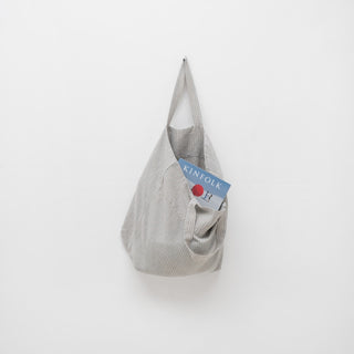 Grey Blue Pinstripe Rustic Linen Big Bag - Linen Tales 