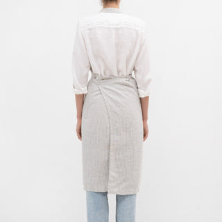 Grey Blue Pinstripe Rustic Linen Chef Apron - Linen Tales 