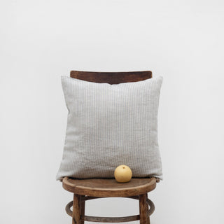 Grey Blue Pinstripe Rustic Linen Cushion Cover - Linen Tales 
