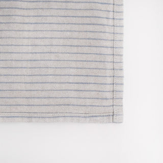 Grey Blue Pinstripe Rustic Linen Tablecloth - Linen Tales 