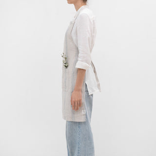 Grey Blue Wide Stripe Rustic Linen Daily Apron - Linen Tales 