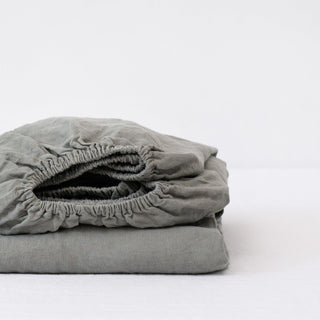 Khaki Linen Fitted Sheet - Linen Tales 