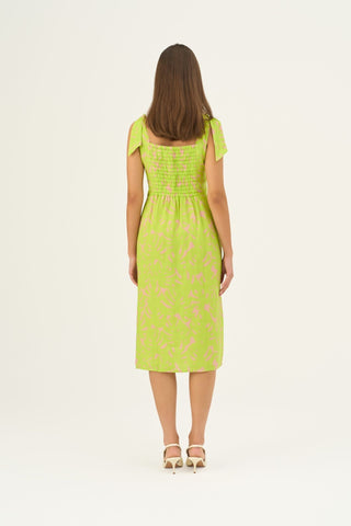 Kiwi Monstera Linen Rumba Dress - Linen Tales Global 6