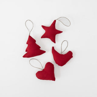 Lava Falls Linen Christmas Tree Decorations Set of 4 - Linen Tales Global 