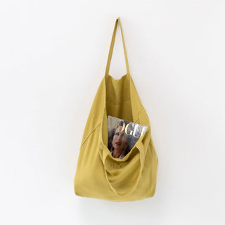 Lemon Curry Linen Big Bag - Linen Tales 