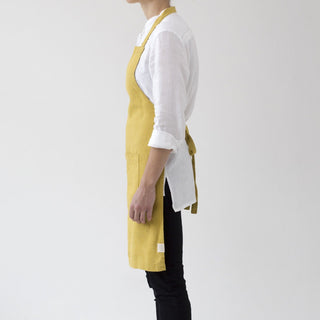 Lemon Curry Linen Daily Apron - Linen Tales 