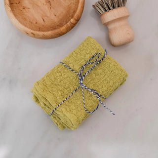 Lemon Curry Linen Dishcloth Set of 2 - Linen Tales 
