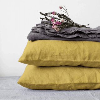 Lemon Curry Linen Pillowcase - Linen Tales Global 