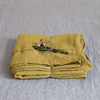 Lemon Curry Linen Sheet Set - Linen Tales 3