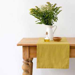 Lemon Curry Linen Table Runner - Linen Tales 