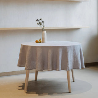 Light Grey Lightweight Linen Round Tablecloth - Linen Tales 