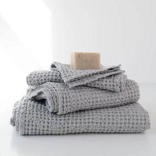Light Grey Linen & Cotton Honeycomb Waffle Towel - Linen Tales 