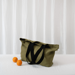 LIMITED EDITION Linen Tales Moss Twill Linen Shoulder Bag - Linen Tales 