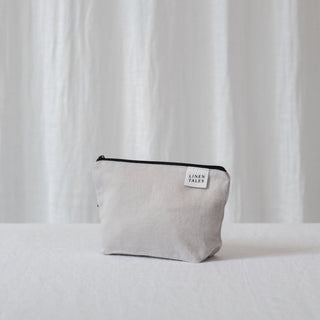 LIMITED EDITION Linen Tales Silver Twill Linen Makeup Pouch - Linen Tales Global 