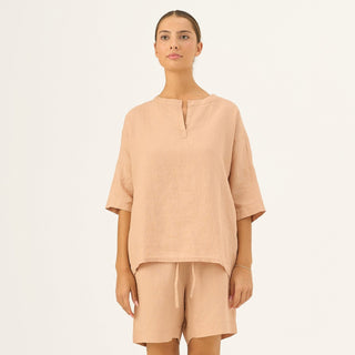 Maple Sugar Linen Clover Pyjama Set - Linen Tales Global 