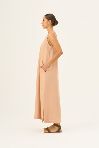 Maple Sugar Linen Fugue Dress - Linen Tales Global 5