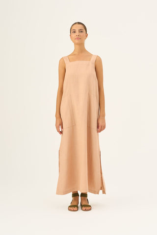 Maple Sugar Linen Fugue Dress - Linen Tales Global 3