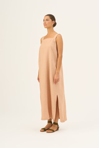 Maple Sugar Linen Fugue Dress - Linen Tales Global 4