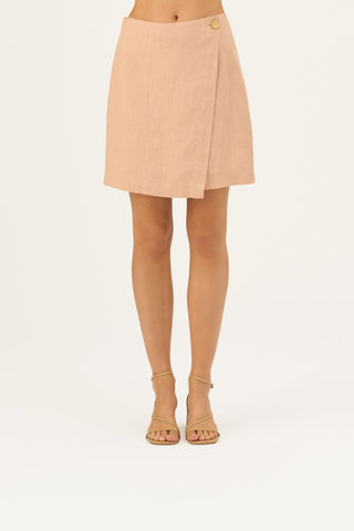 Maple Sugar Linen Lumen Skirt - Linen Tales Global 