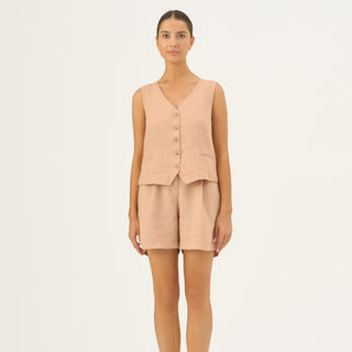 Maple Sugar Linen Mirabilis Shorts - Linen Tales Global 