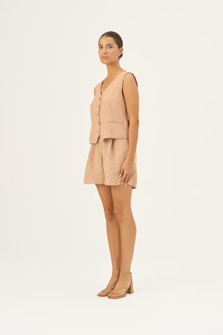 Maple Sugar Linen Mirabilis Shorts - Linen Tales Global 6