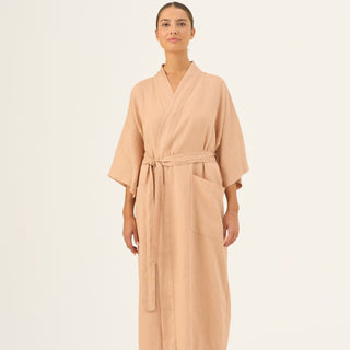Maple Sugar Linen Summer Bathrobe - Linen Tales Global 1