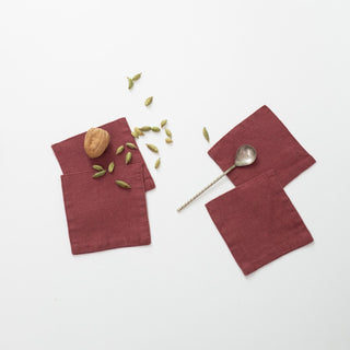 Marsala Linen Coasters Set of 4 - Linen Tales 