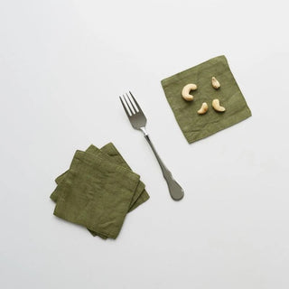 Martini Olive Linen Coasters Set of 4 - Linen Tales 