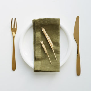 Martini Olive Linen Napkins Set of 2 - Linen Tales 1