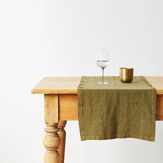 Martini Olive Linen Table Runner - Linen Tales 1