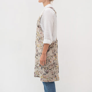 Meadow on Natural Linen Crossback Apron - Linen Tales 