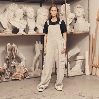 Melange Linen Elm Overalls - Linen Tales 