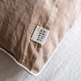 Melange Linen Pillowcase with White Piping Set of 2 - Linen Tales Global 5