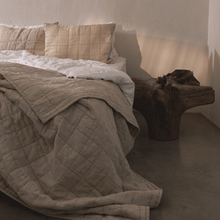Melange Linen Quilted Blanket - Linen Tales 