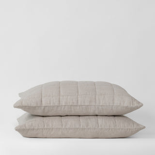 Melange Linen Quilted Pillow Sham - Linen Tales 
