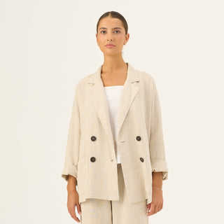 Melange Linen Ventus Jacket - Linen Tales Global 