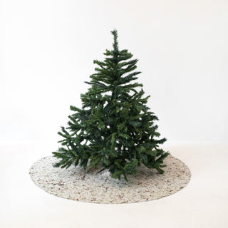 Mistletoe on Natural Linen Christmas Tree Skirt - Linen Tales Global 1