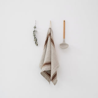Mocca Stripe Vintage Linen Kitchen Towel - Linen Tales Global 