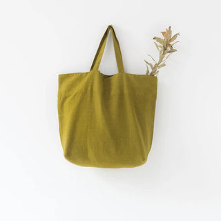 Moss Green Linen Big Bag - Linen Tales 