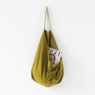 Moss Green Linen Big Bag - Linen Tales 