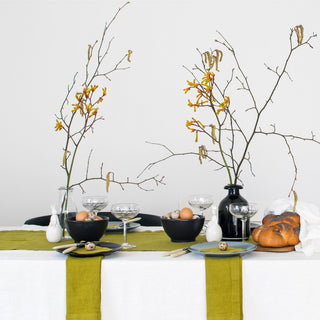 Moss Green Linen Table Runner - Linen Tales 2
