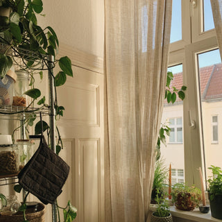 Natural Linen Daytime Tie Top Curtain Set of 2 - Linen Tales 8