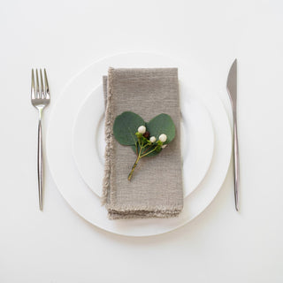 Natural Linen Napkins with Fringes Set of 2 - Linen Tales 