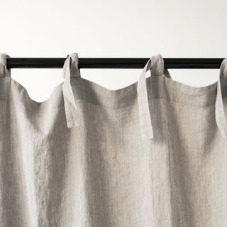 Natural Linen Night Time Tie Top Curtain Set of 2 - Linen Tales 3