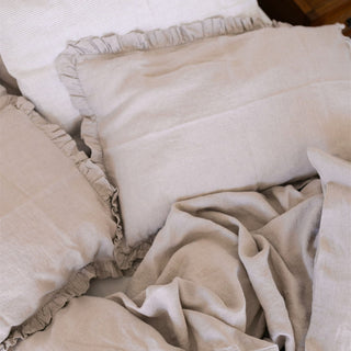 Natural Linen Pillowcase with Frills - Linen Tales 