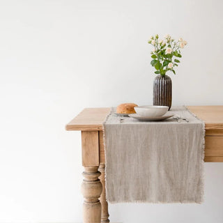 Natural Linen Table Runner with Fringes - Linen Tales 1